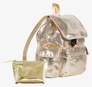 Gold Metallic Backpack Plus Free 24k Makeup Bag Just - Rose Gold Metallic Backpack #4862098