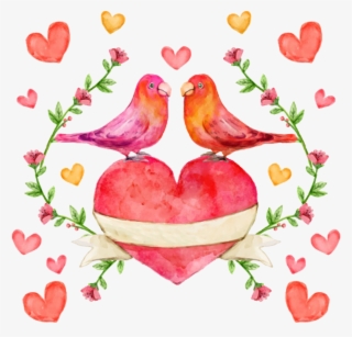 Lovebird Watercolor Painting - Watercolor Painting #4870335