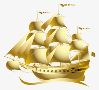 Sailing Ship Clipart Food - Golden Ship Shower Curtain #4870340