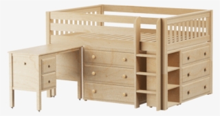 Full Low Loft Bed With Straight Ladder, Storage Desk #4872088