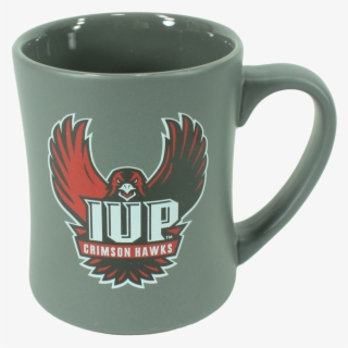 Mug, Grey Matte, Full Hawk Logo - Iup Crimson Hawks #4876530