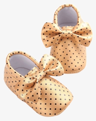 Petite Bello Shoes Gold / 0-6 Months Polka Dot Bow - Shoe #4877676