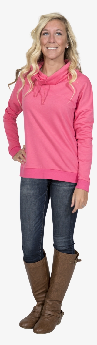 F18 Cowl Pink - Simply Southern Long Sleeve Cowl Neck Pullover For #4881762