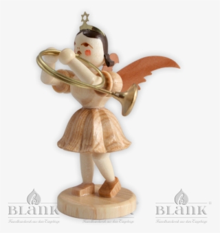 Angel With Short Robe And Alto Horn - Angel Short Skirt Natural, Alto Horn (6,6cm/2.5 Inch) #4885161
