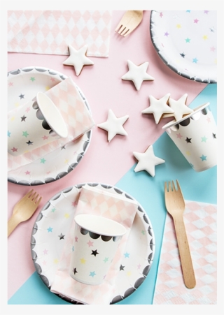 Paper Plates, Mint With Gold Line 18cm - Plate #4890182