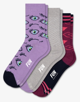 Fun Socks Girls Crew Sock 3 Pack Eyes - Sock #4891533