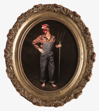 Matris In Gold Ornate Oval Frame With Red Detailing - Carving #4898597