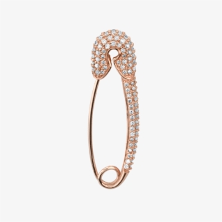Large Diamond Safety Pin Earring 14k Rose Gold White #4898889