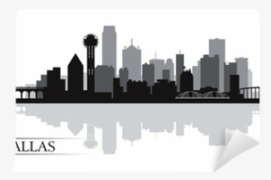Dallas City Skyline Silhouette Background Wall Mural - Dallas Beekeeper Oval Ornament #491967