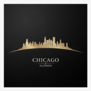 Chicago Illinois City Skyline Silhouette Black Background - Chicago #492030