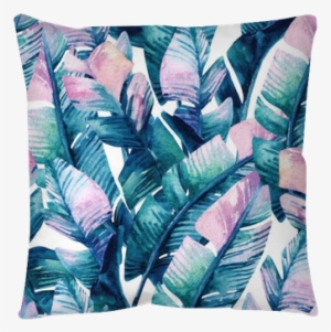 Watercolor Banana Leaf Seamless Pattern - Banana Leaves Watercolor Pattern #492588