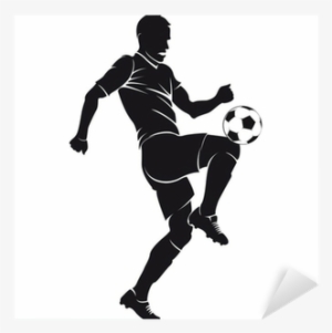 Vector Football Player Silhouette With Ball Isolated - Male Soccer Player Silhouettes #492797