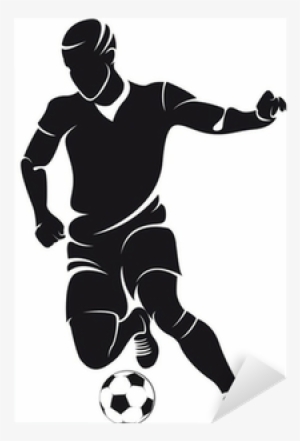 Vector Football Player Silhouette With Ball Isolated - Male Soccer ...