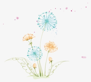 This Graphics Is Colorful Cartoon Dandelion Elements - Drawing #494299
