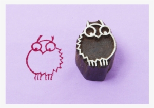 Printing Blocks Pattern Made Of Wood Owl - Blockwallah Fluffy Owl Wooden Block Stamp #494783