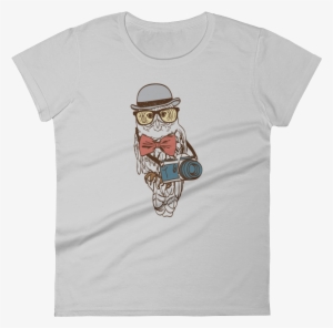 [women's] Paparazzi Owl Tee - Funny Owl T-shirt Hat, Bow Tie, #495811