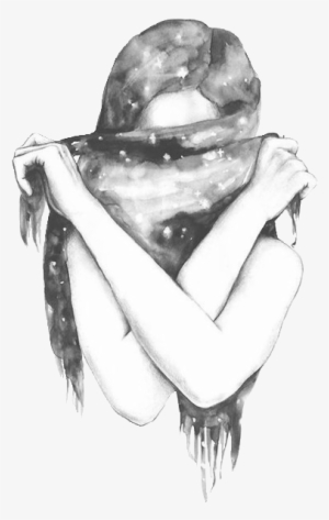 Black And White Cute Drawing Girl Favim - Drawing Of Girl Tumblr Hipster #496502