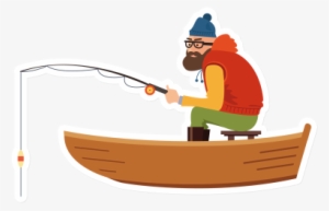 Fisherman - Рыбак В Лодке На Белом Фоне #497732