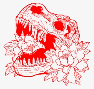 Aesthetic Red Skull Skeleton Flower Flowers Rose Roses - Aesthetic Skull Png #497799