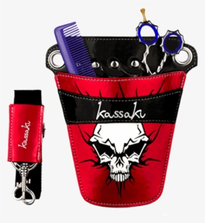 Hairdressing Scissor Pouches Kassaki Blades Red Skull - Kassaki Hairdressing Scissor Holster Pouch Bag #497956