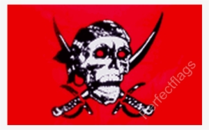 Red Skull Cross Sabres Flag - Buccaneer Pirate Flag #498557
