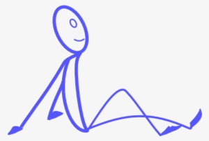 Blue Stickman Sitting Back Clip Art - Happy In My Bubble #499519