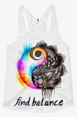 Womens Find Balance Racerback Tank - Sister Tattoos Yin Yang #499834