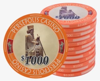 Persepolis Casino Orange $1000 Ceramic Poker Chip - Casino Token #4904457