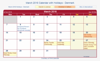 March 2016 Calendar With Dnk Holidays - Calendar 2019 Denmark #4904658