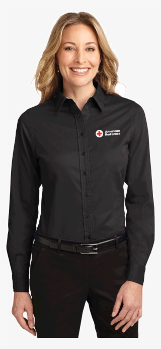 Women's Button Up Oxford Dress Shirt With American - Alpha Gamma Delta Long Sleeve Oxford #4905251