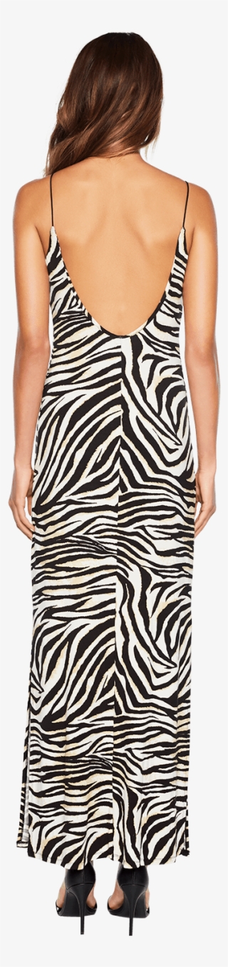 Zebra Print Maxi Dress In Colour Caviar - Dress #4908684