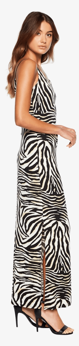 Zebra Print Maxi Dress In Colour Caviar - Dress #4909488