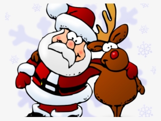 Friends Clipart Xmas - Santa And Rudolph Cartoon #4914778