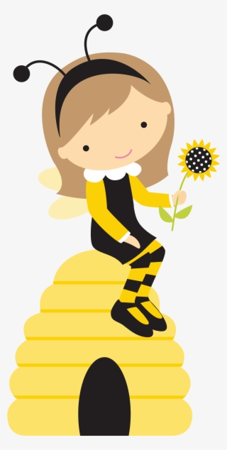 Abelhinha Menina Sentada Elemento Cute Bee, Elemento, - Bee Party Bumble Clipart #4915342