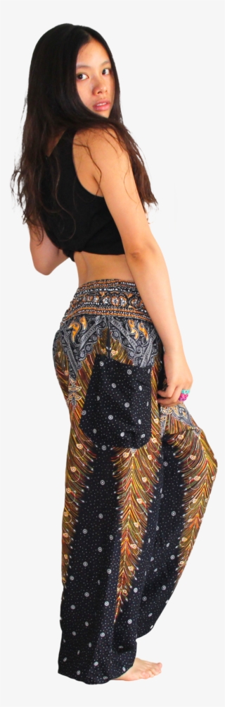 Black Peacock Harem Pants Bohemian Island - Trousers #4923942