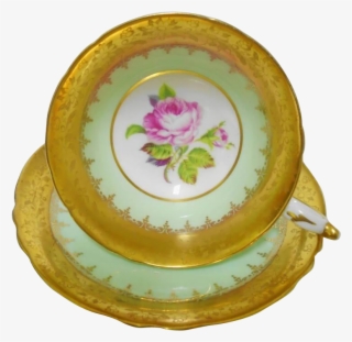 Paragon Fancy Gold Etch Border Pink Rose Center Tea #4924177