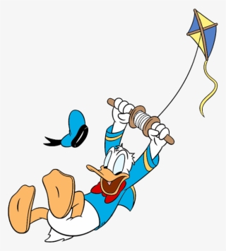 Donald Duck Digging In Dirt With Shovel Flying A Kite - Kite #4931083