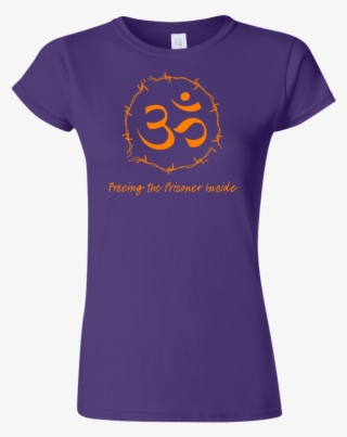Women's T-shirt W/ Om Symbol In Barbed - G640l Gildan Softstyle Ladies' T-shirt Bear Halloween #4939586