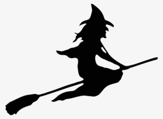 Witch Riding Broom Silhouette Smoothed - Cartoon Witch On Broom #4941413