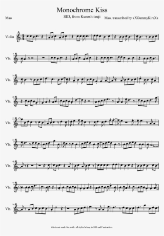 Monochrome Kiss Sheet Music Composed By Mao, Transcribed - Legend Of Zelda Violin Sheet Music #4945555