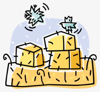 Vector Illustration Of Farm Field With Bales Of Harvested #4946544