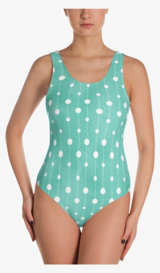 Vintage Green Dots One-piece Swimsuit - One-piece Swimsuit #4951049