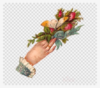 Victorian Hand Holding Flowers Clipart Victorian Era - Simply Daisy 16 Inch X 16 Inch Gingham Check Geometric #4969490