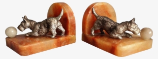 English Art Deco Bronze & Marble Scottie Dog Bookends - Bookend #4971903