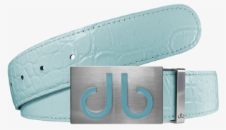 Aqua Crocodile Textured Leather Belt With Buckle - Belt #4973711