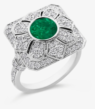 Emerald And Diamond Ring - Engagement Ring #4988925