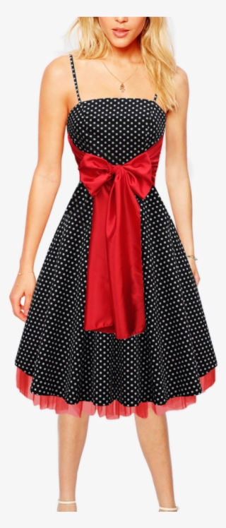 Retro Polka Dots Bow Womens Dress - Dress #4990067