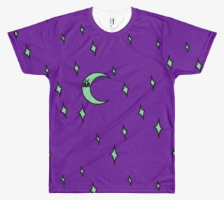All Over Purple Moon And Stars T Shirt - Half Red Half Blue Shirt #4990807
