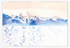 Watercolor Mountain Over Pattern - Painting #50067