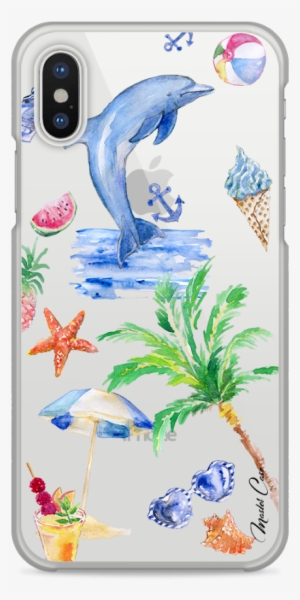Coque Iphone X Summer Watercolor Pattern Sea - Mobile Phone Case #50184